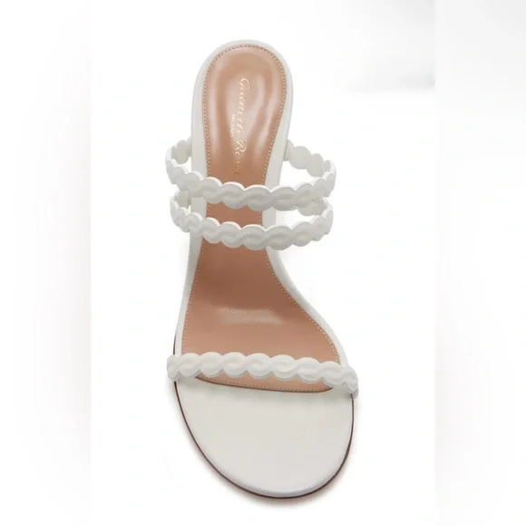 Gianvito Rossi White Leather Strappy Sandals Mules Heels - Picture 5 of 13